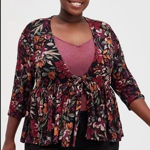 Torrid black floral knit Babydoll jacket 2X-3X-4X
